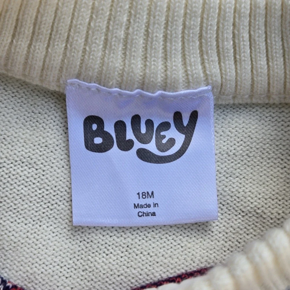 Bluey Sweater Baby 18M Christmas Tree Pullover Cream Color Christmas - Picture 5 of 8